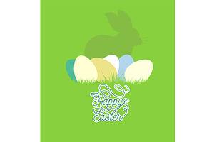 Easter card eggs with bunny. hand, an Animal Illustration by Nenahliadava Design