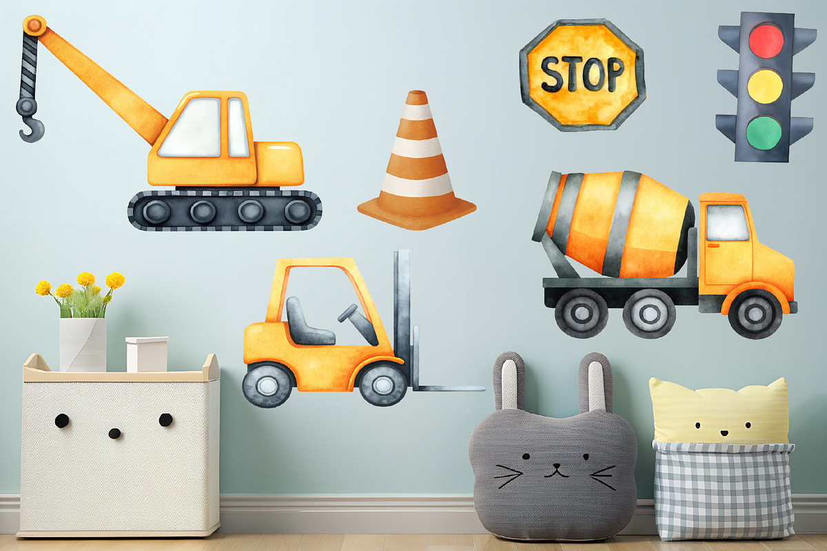 Watercolor Construction Clipart Set, an Illustration by CropUp Creative (Photo 6 of 6)
