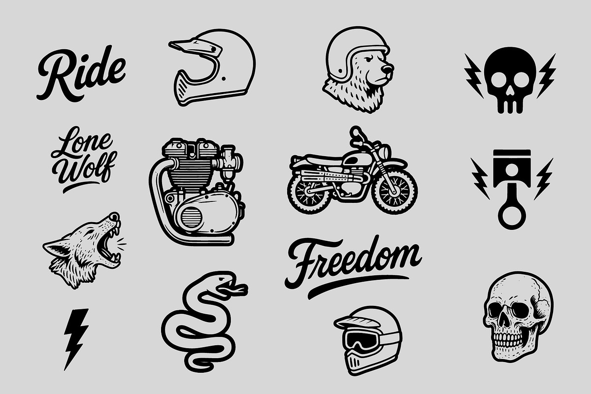 Moto - 14 retro motocycle graphics, an Object Graphic by Super Hello (Photo 3 of 4)