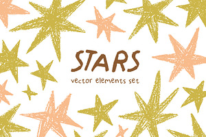 Stars set. Crayon textured doodles, an Object Graphic by Good Studio