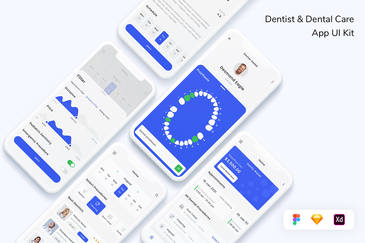 Dentist & Dental Care App UI Kit, an App Template by Betush