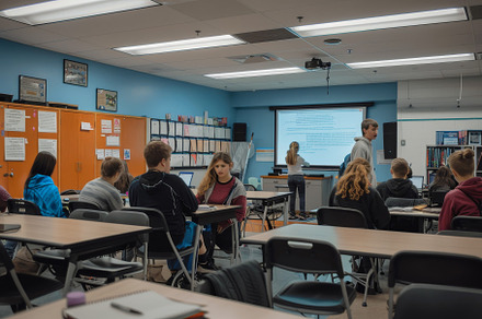 A typical classroom setting with stu, a Photo by Iftikhar Alam