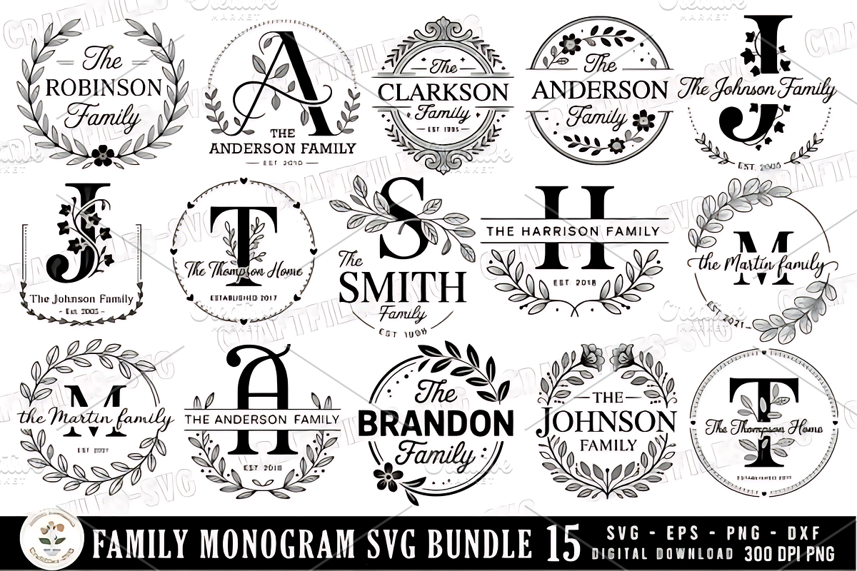 Family Monogram SVG Bundle, a Background Graphic by Design Station (Photo 1 of 3)