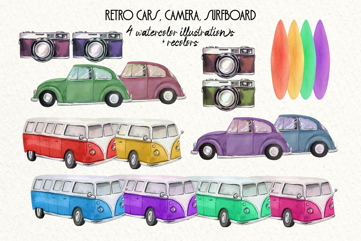 Tropical Summer Retro Roadtrip, a Seasonal Illustration by Catch the Dream Art (Photo 3 of 10)