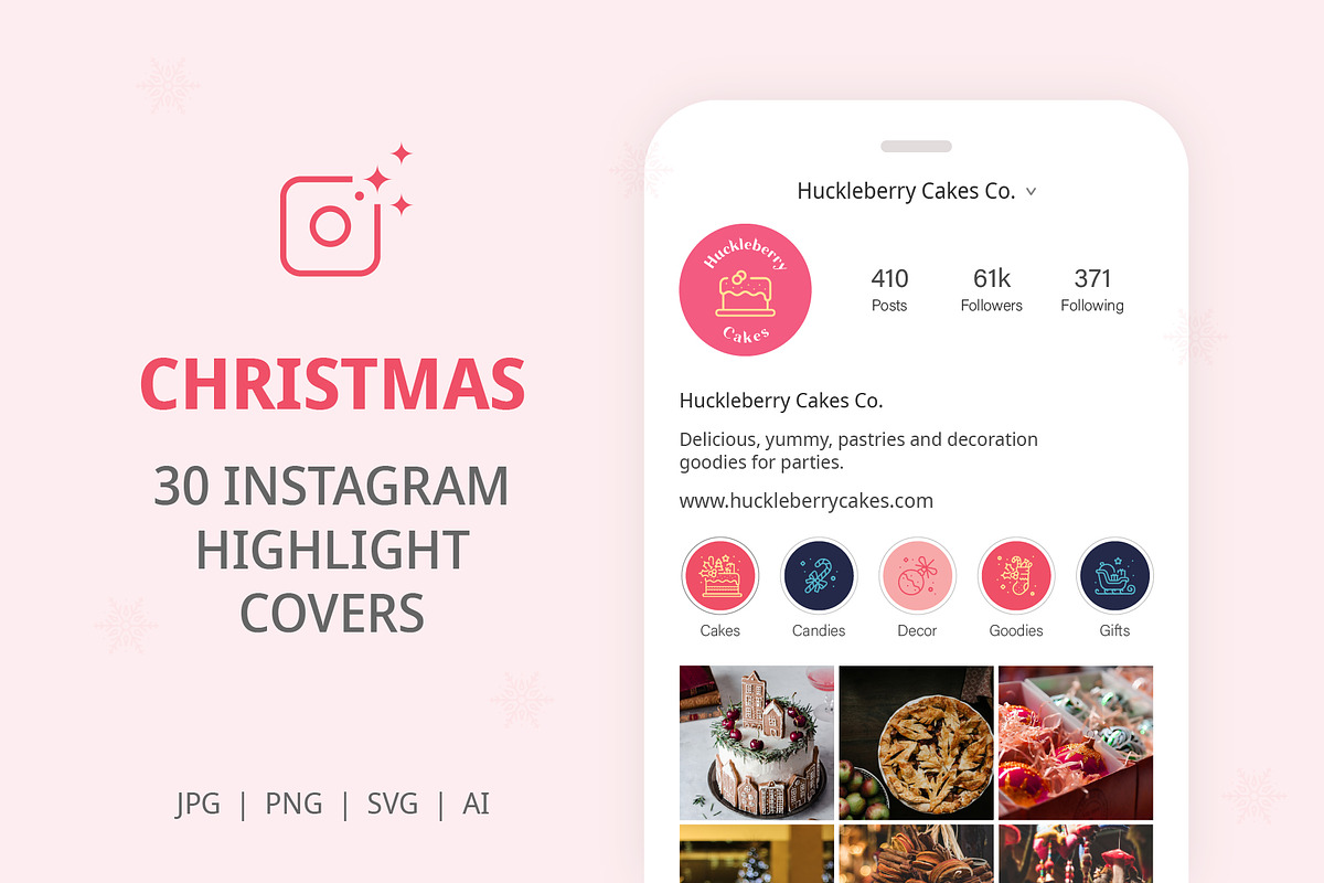 Christmas Instagram Highlight Covers, a Design Template by Amogh Design (Photo 1 of 9)