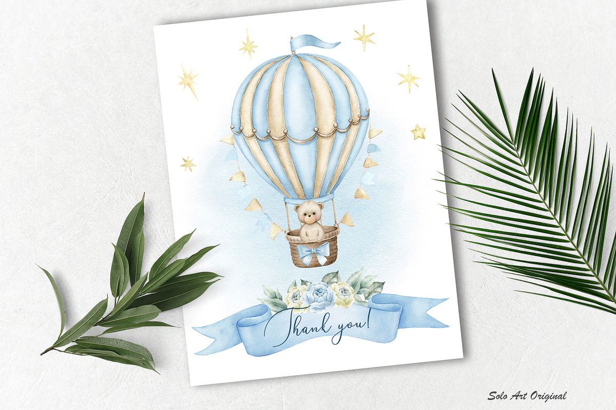 Teddy bear, hot air balloons clipart, an Animal Illustration by Solo Art Original (Photo 8 of 8)