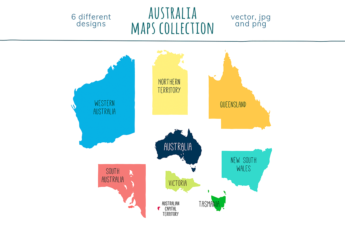 Australia Maps Collection, an Education Illustration by Illustrationsforteachers (Photo 6 of 6)