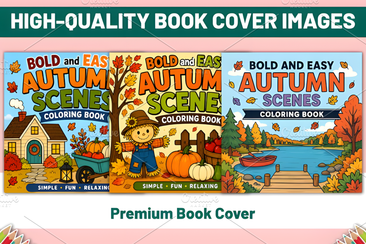 BOLD EASY AUTUMN SCENES COLORING, a Seasonal Illustration by Coco Bloom (Photo 3 of 3)