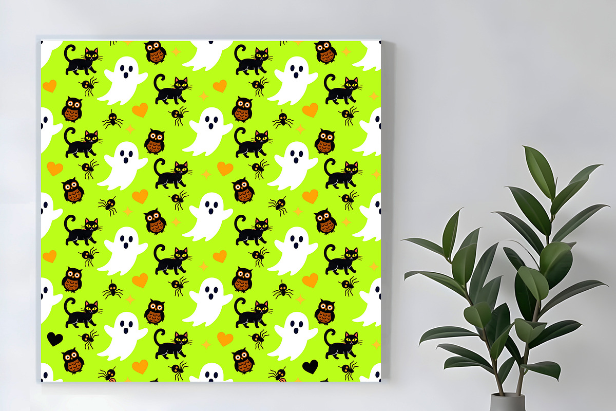 Ghosts and Cats Seamless Pattern, a Pattern Graphic by Sharon Schwalbe (Photo 3 of 4)