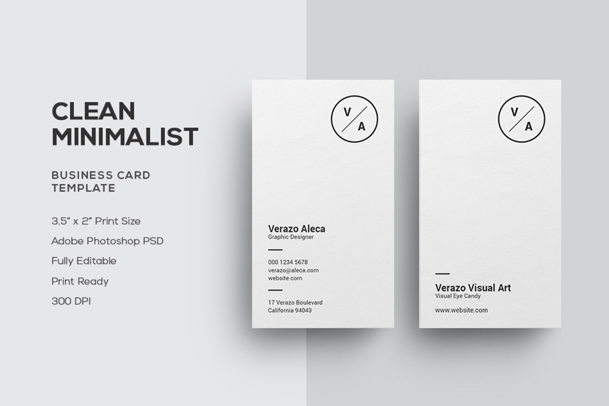 Clean Minimalist Business Card, a Business Card Template by Verazo (Photo 1 of 4)