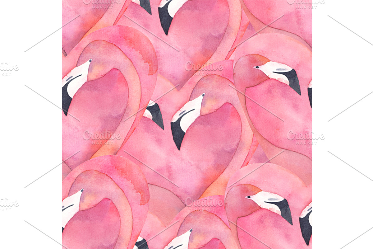 Watercolor Flamingo Pattern, a Pattern Graphic by Natikka Art