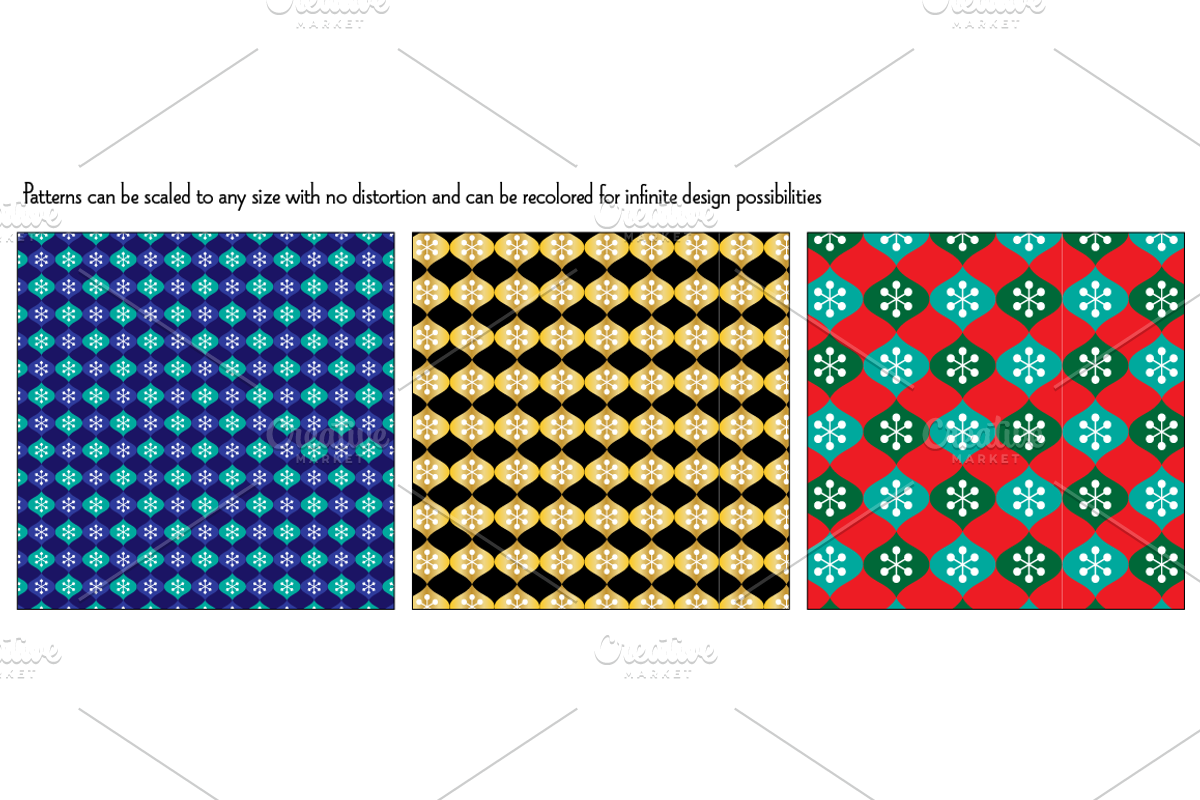 Seamless Christmas Ornament Patterns preview 3