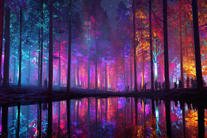 Magical forest illuminated by glowin, a Photo by Pavel_design