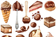 Watercolor Chocolate clipart., an Illustration by Mary (Thumbnail 2 of 3)