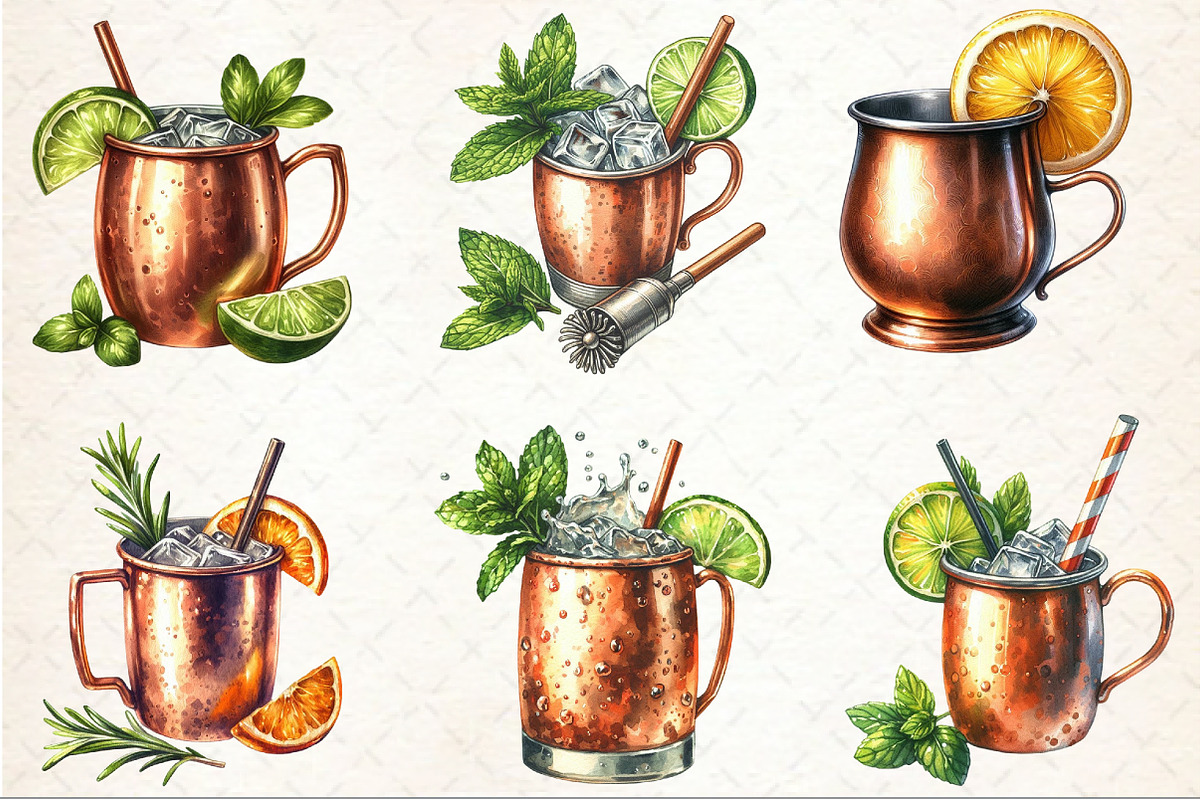 Moscow Mule Cocktail Watercolor Clip, an Illustration by Rose Art (Photo 2 of 8)