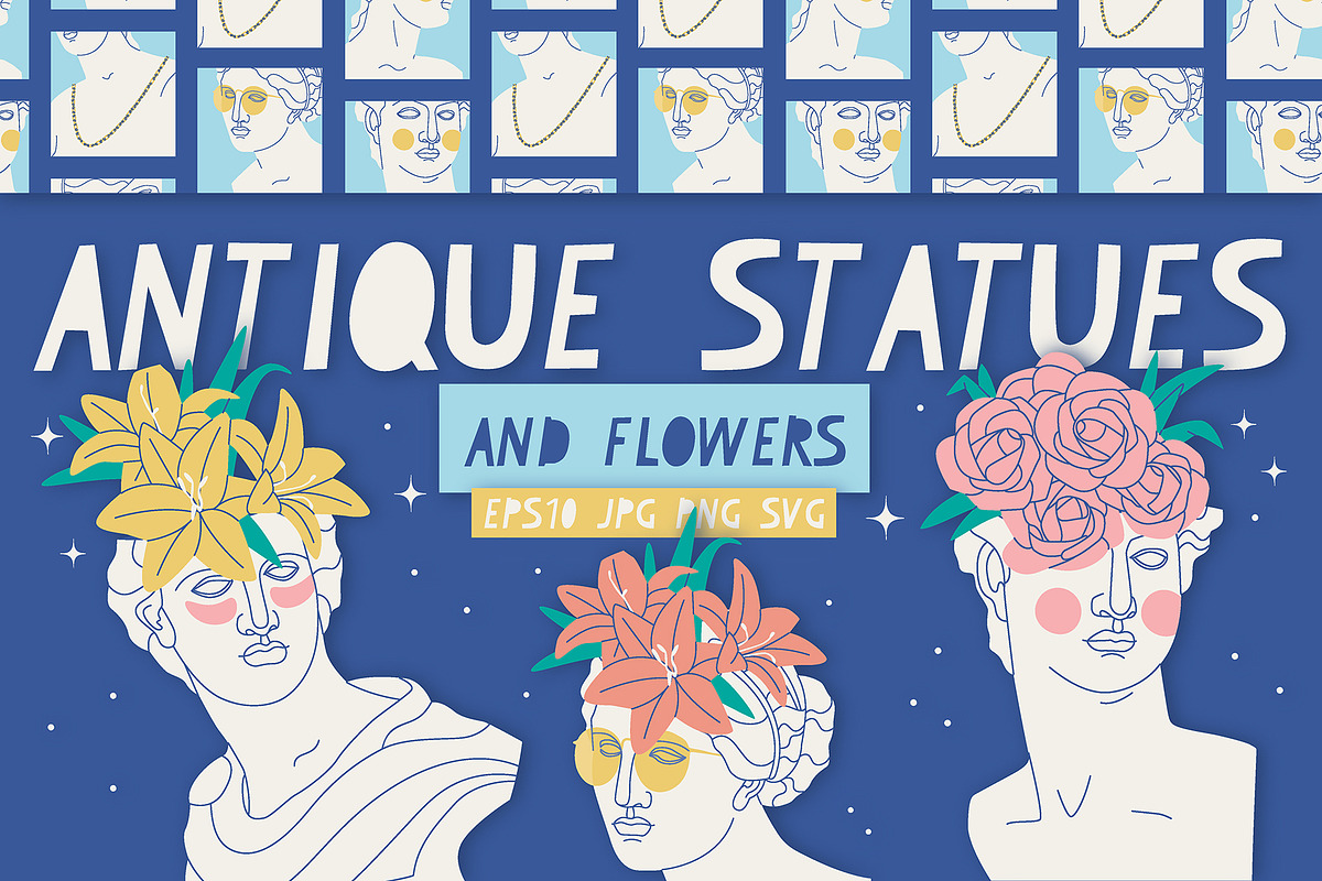 Antique statues and flowers, a Decorative Illustration by Popova (Photo 1 of 11)