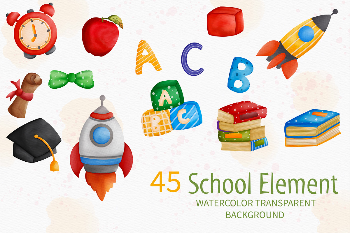 Watercolor Back to School and Animal, an Animal Illustration by Apixsala (Photo 7 of 12)