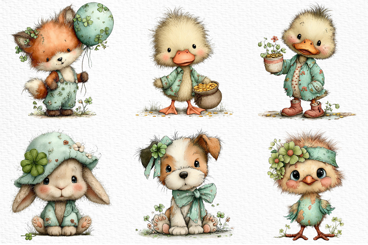 Cute St Patrick’s Animals Clipart, an Illustration by Craft Nest (Photo 4 of 11)