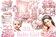 Baby Girl Clipart Bundle Newborn Bab, a Person Illustration by GlamArtZhanna (Thumbnail 1 of 5)
