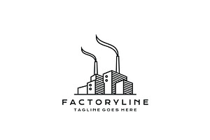 Line art Factory building logo