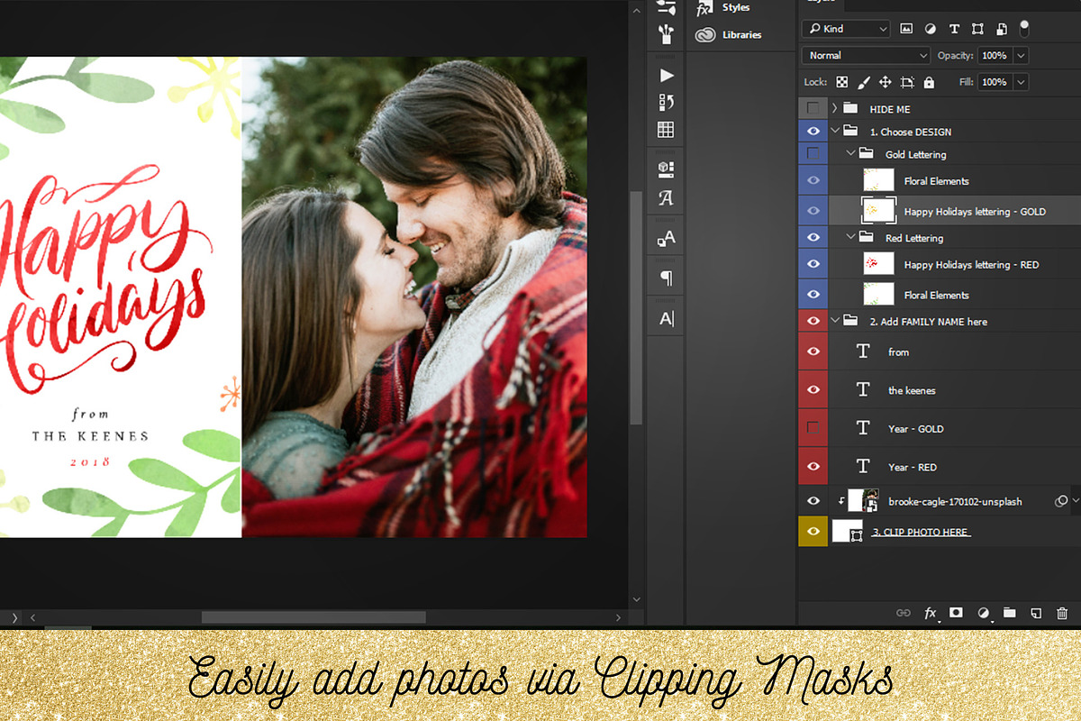 Christmas Card Photoshop Template 09, a Card Template by Nifty Template Studio (Photo 8 of 11)