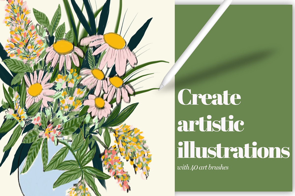 100 + Art Brushes for Procreate, a Brush Add-On by The_Brush_Shop
