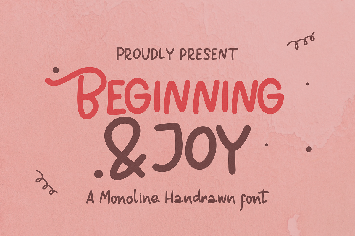 Beginning Joy | Monoline Hand Drawn, a Sans Serif Font by Denustudios (Photo 1 of 15)