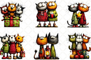 Whimsical Christmas Cats Clipart, an Illustration by Black Bird Studio (Thumbnail 6 of 6)