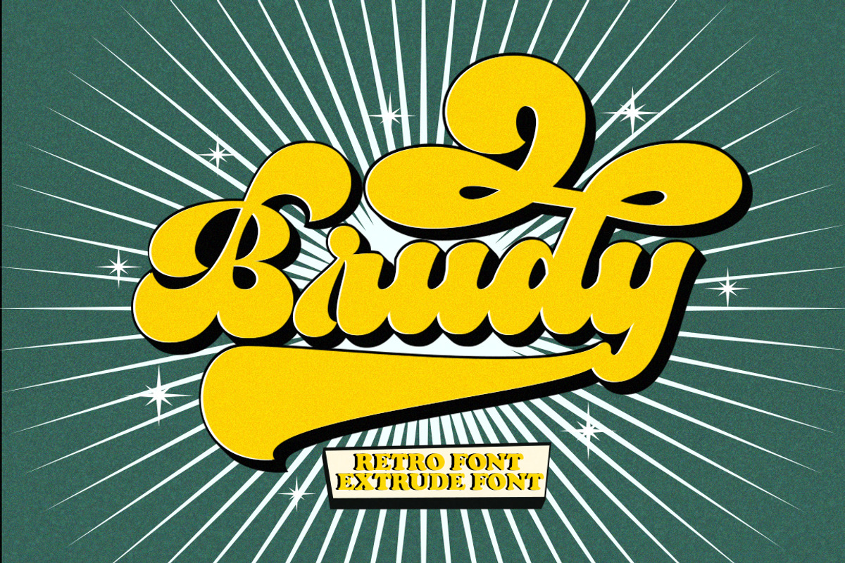 Vintage Retro Font - Brudy, a Script Font by Letter Fresh (Photo 10 of 10)