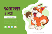 Cartoon Squirrel and Nut. Clipart., an Animal Illustration by KENO Mascots (Thumbnail 1 of 3)