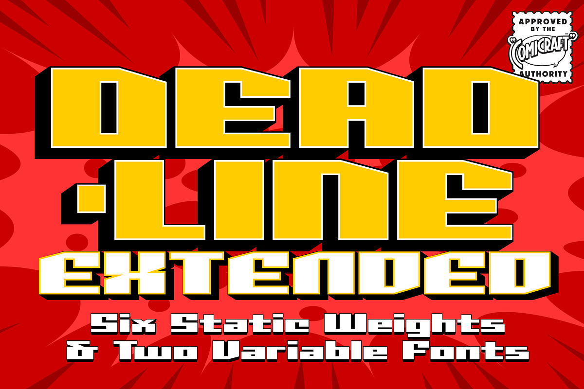 Deadline Extended ultrawide 3D font, a Font by Comicraft Fonts (Photo 1 of 6)