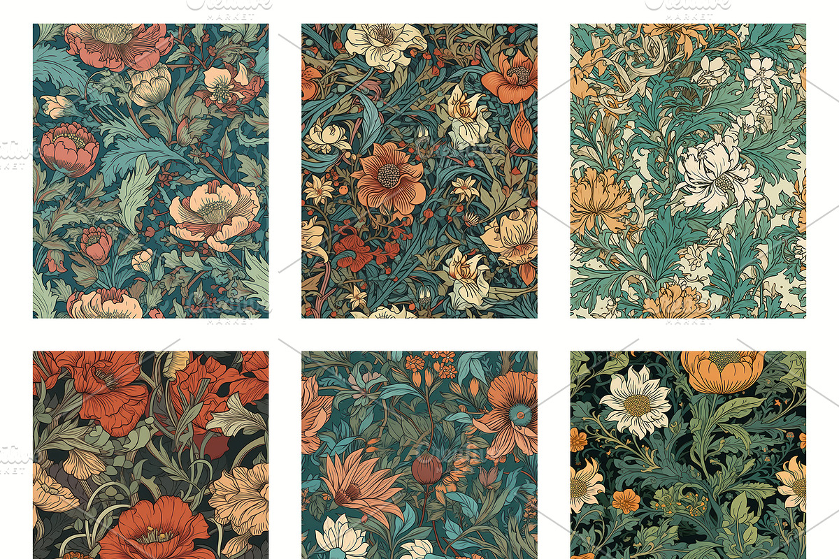 Seamless pattern with flowers, an Illustration by Pundateam (Photo 3 of 5)