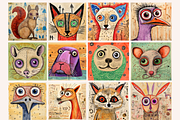 Mixed Media Abstract Winter Animals, an Animal Illustration by PrintHaven Designs (Thumbnail 4 of 9)