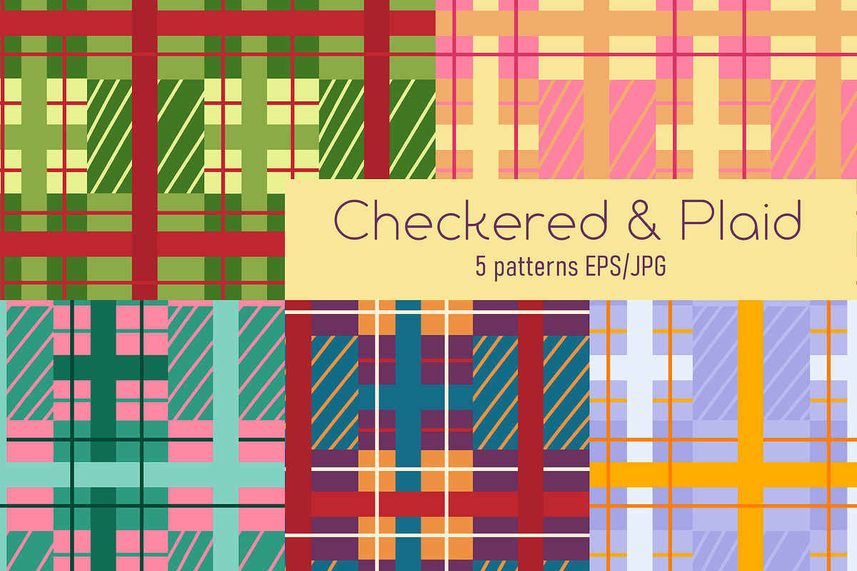 Checkered & Plaid vector patterns, a Pattern Graphic by Carpet Tapete Pretzel (Photo 1 of 13)