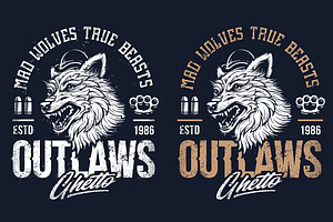 Ghetto Outlaws Grunge Wolf Art