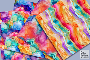 Rainbow Geode Gold Digital Paper