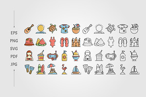set o f Icons related to holiday, an Outline Icon by lawoel
