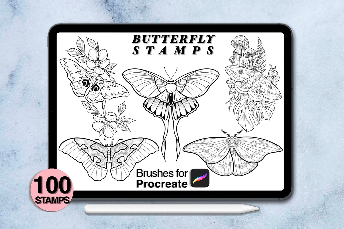 100 procreate butterfly stamps, a Brush Add-On by Arts For Peace (Photo 8 of 9)