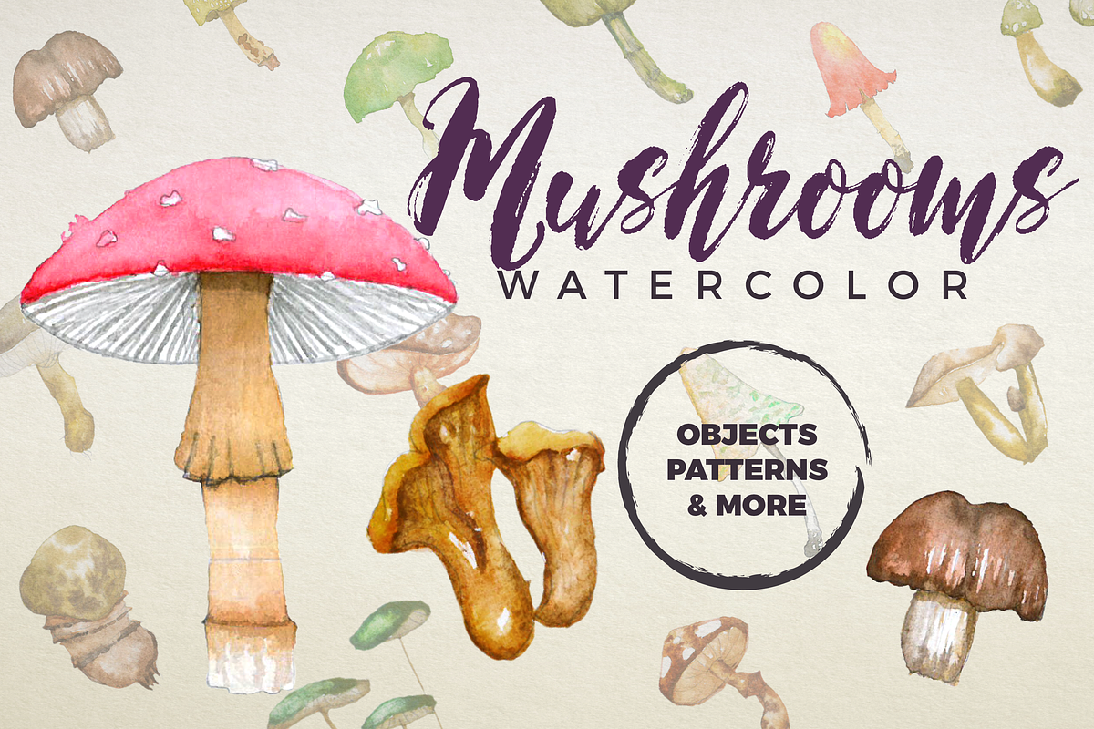 Watercolor mushrooms - Spore Den, a Food Illustration by Bunichi (Photo 1 of 9)