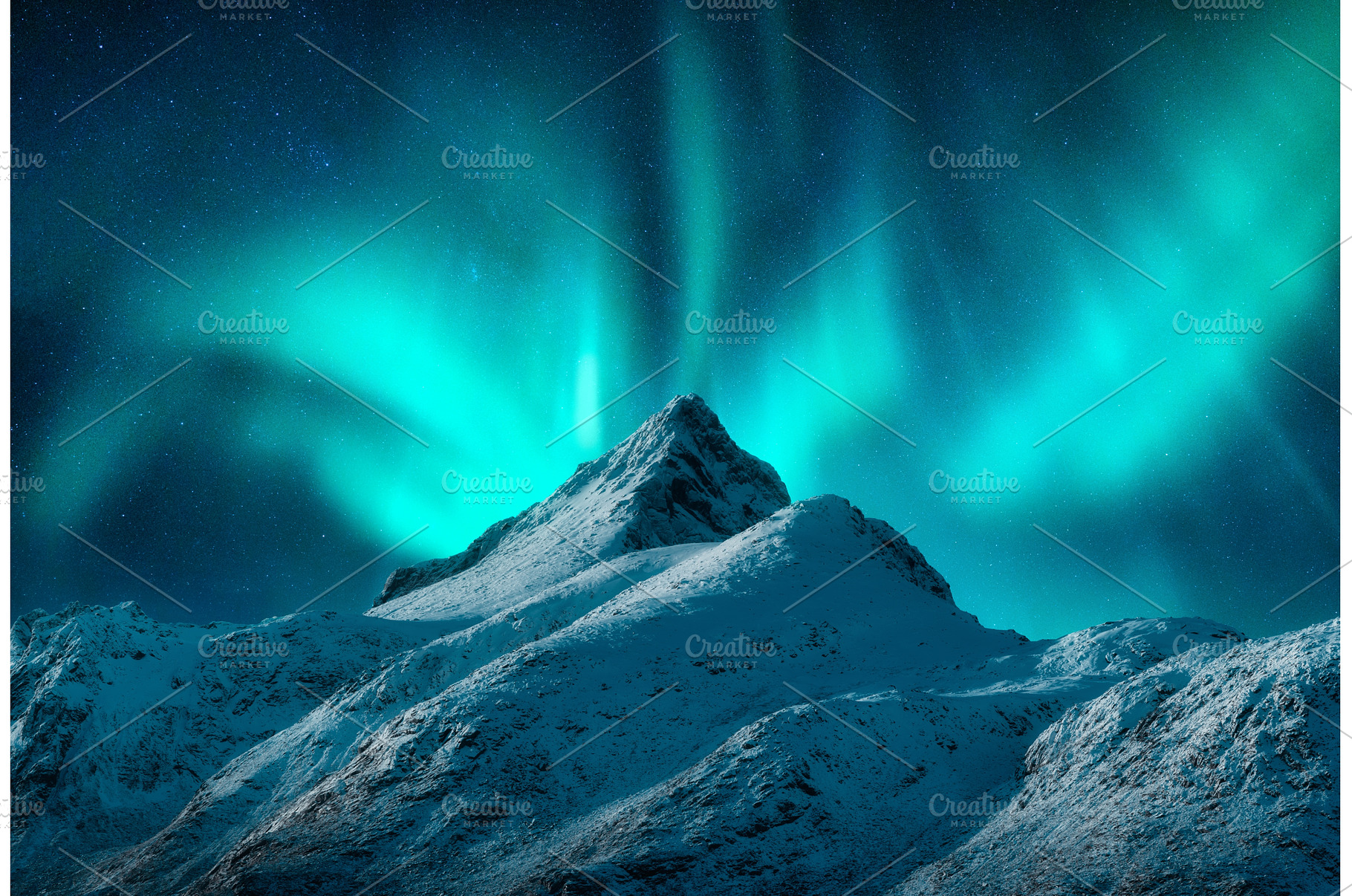 Northern lights over the snowy, a Nature Photo by den-belitsky