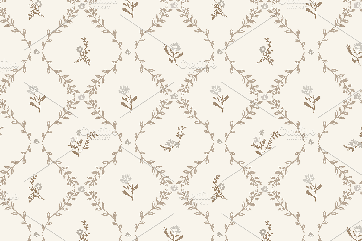 Sweet Pea Lattice Floral - Neutral, a Pattern Graphic by Mieken Petra Designs (Photo 2 of 2)