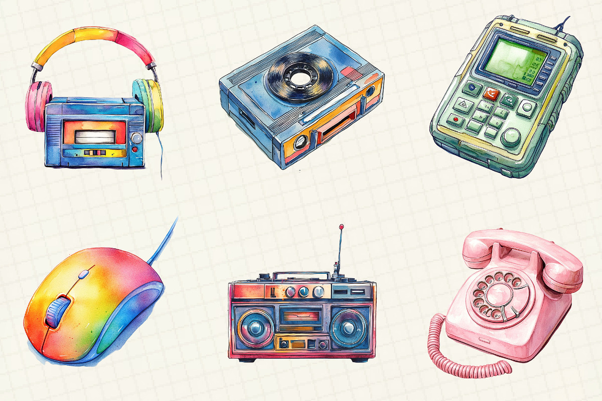 Retro Technology Sublimation Clipart, an Illustration by OK Design (Photo 3 of 5)