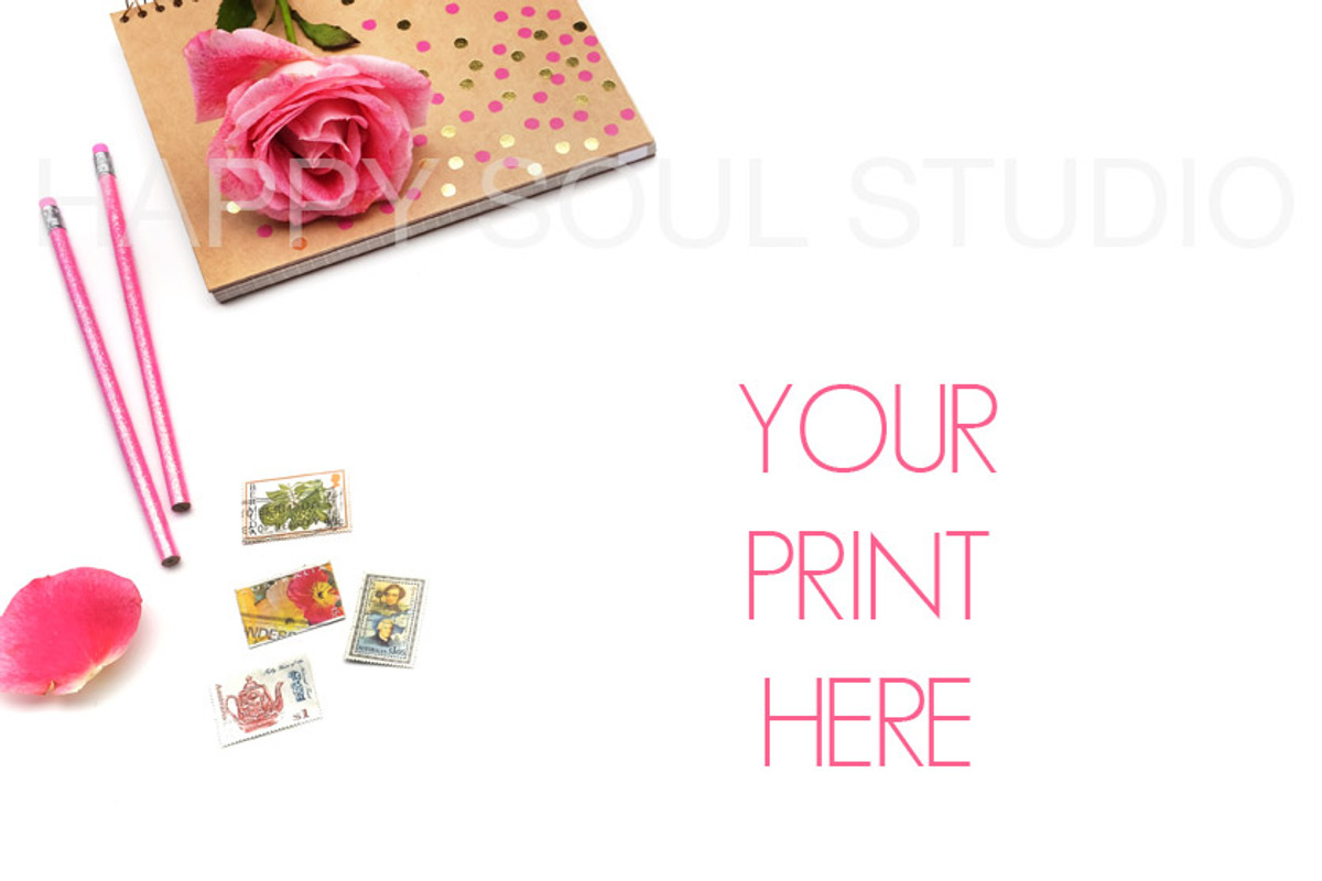 Feminine Styled Product Background, a Pens & Pencil Mockup by Happy Soul Studio