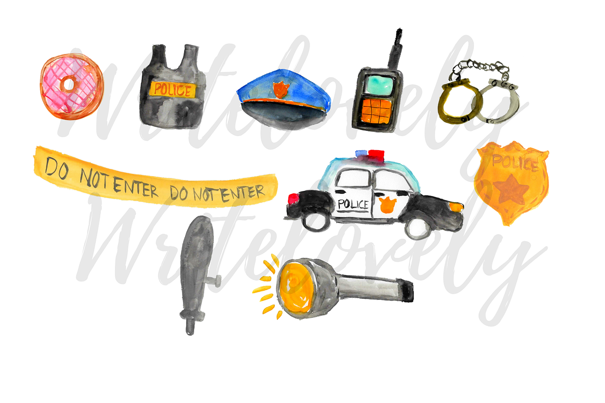 Watercolor police clipart, an Illustration by Writelovely (Photo 2 of 2)