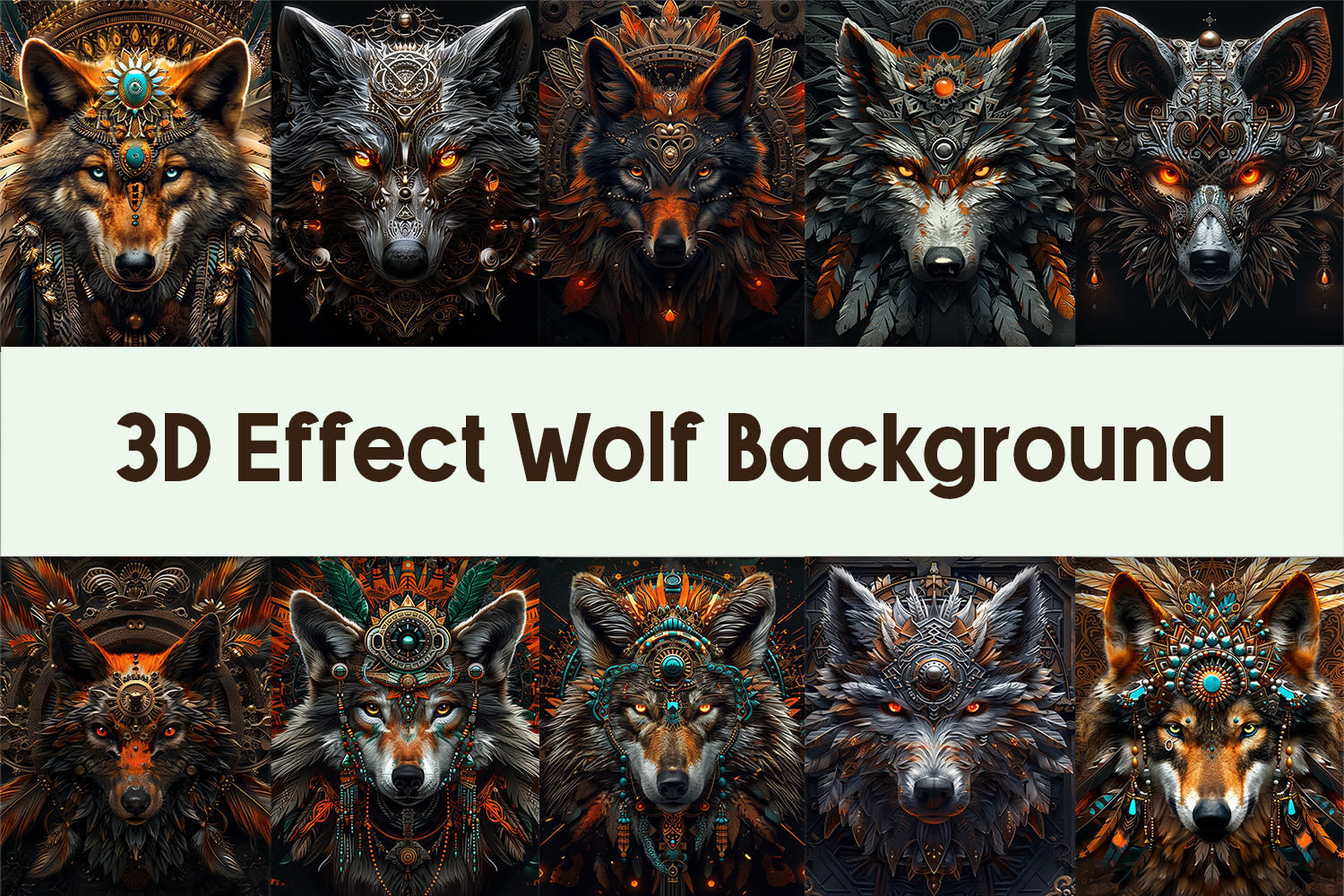 3D Effect Wolf Background, a Background Graphic by AdriOP | Creative Market