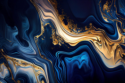 Luxurious modern 3d wallpaper. Abstract marble fluid art background. Blue and g, a Background Photo by Olyryk & Aglo