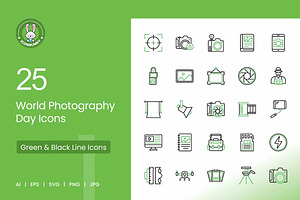 25 World Photography Day Green Black, an Icon by IconBunny