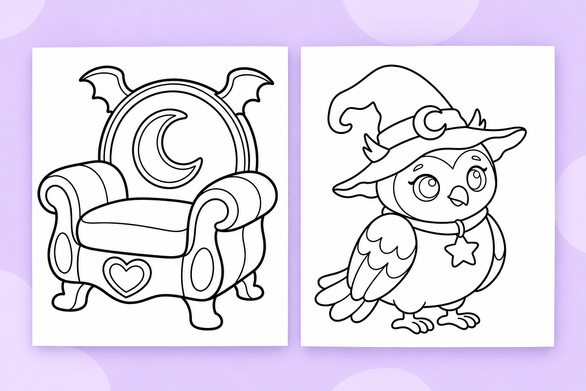 Witchy Vibes Coloring Pages Vol. 1, a Seasonal Illustration by Inkivelle Studio (Photo 2 of 3)