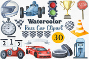 Watercolor Race Car Clipart Set, a Transportation Illustration by CropUp Creative (Thumbnail 1 of 4)