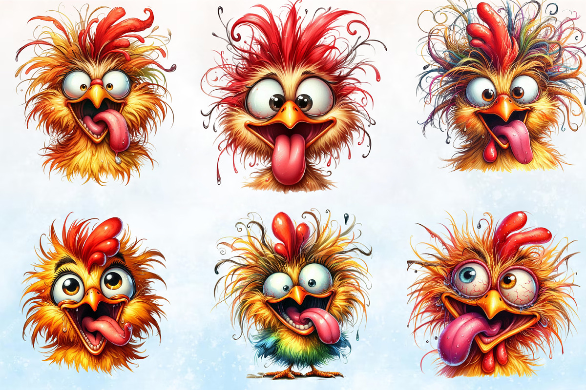 Watercolor Funny Rooster Clipart, a Seasonal Illustration by Rose Art (Photo 2 of 4)